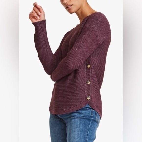 FatFace Emmy Sweater Jumper Tortoiseshell Buttons Rounded Hem Red Cherry Size 4 - Picture 12 of 12